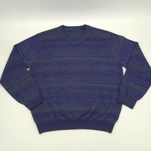 Bugatchi Gradient Striped V Neck Wool Sweater Men's Size XLarge